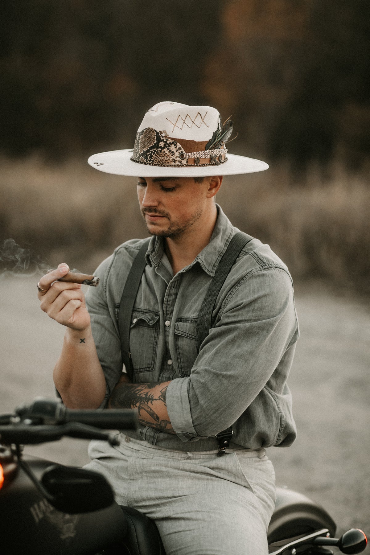 NWT Cpuntry Journey Mocha Engraved Desert Scene Fedora Hat 